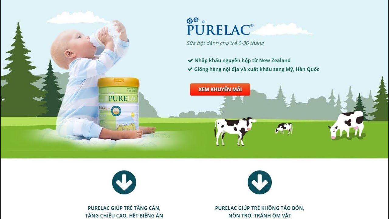 Sữa Bột Purelac Sữa Bột Dành Cho Trẻ 0-36 Tháng | Nhập Khẩu Nguyên Hộp Từ New Zealand