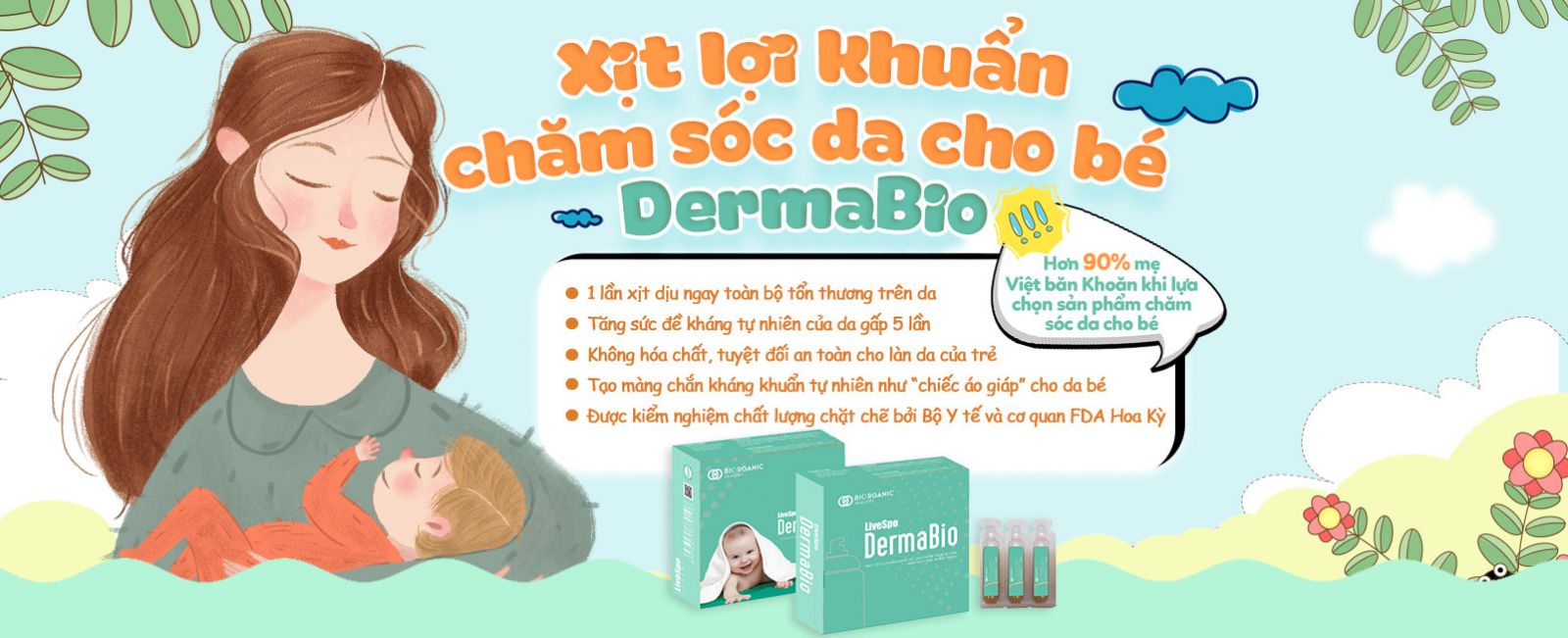 Xịt Lợi Khuẩn Dermabio Dành Riêng Cho 1 Làn Da Nhạy Cảm Của Bé