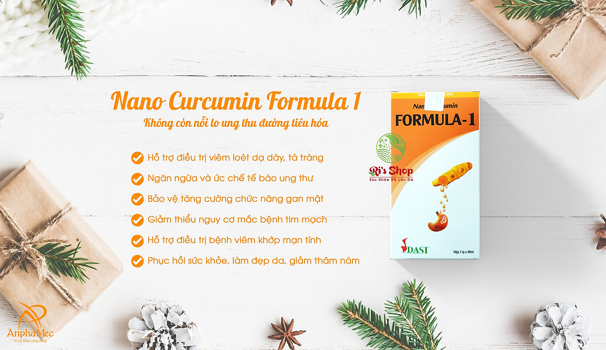 Dung dịch Curcumin Nano Formula-1 Giúp hỗ trợ điều trị các bệnh Viêm gan, viêm khớp, chứng đãng trí Alzheimer